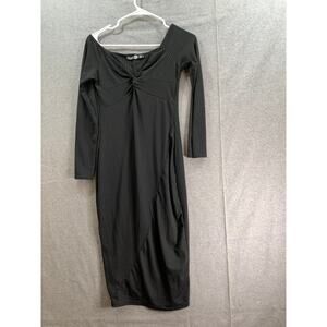 Boohoo Night Dress Women Size 6 Long Sleeve Black Evening Dress Knee length